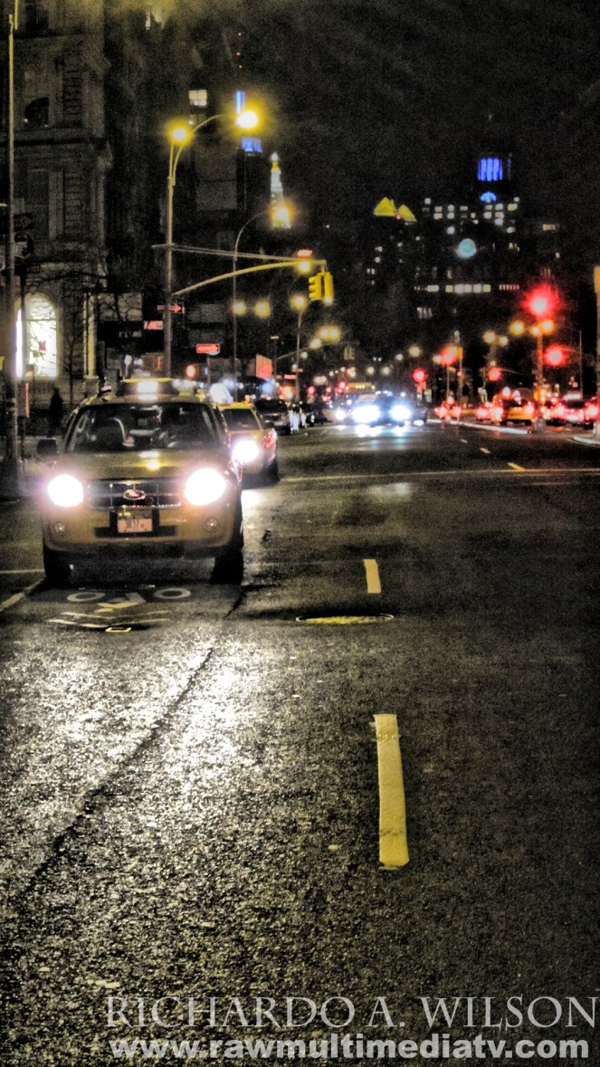 Bowery Street Red and Yellow Night - Raw Multimedia Photography