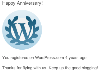 4 Years BLOGGING AWARD WordPress