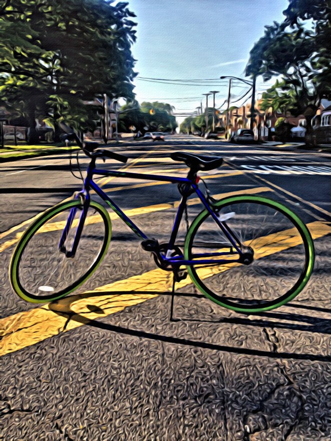Fixie Bike in The Middle of the Road - RawMultimedia Photography Art