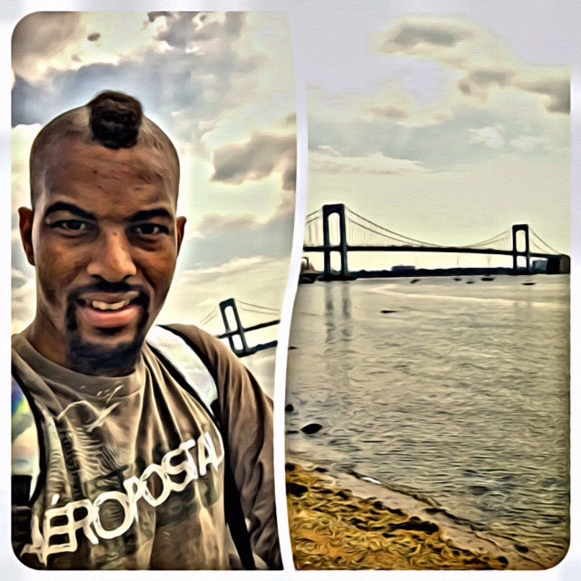 Vintage Bridge and Beach Shore - RawMultimedia Art Sketch Drawing Painting