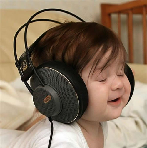 baby with headphones